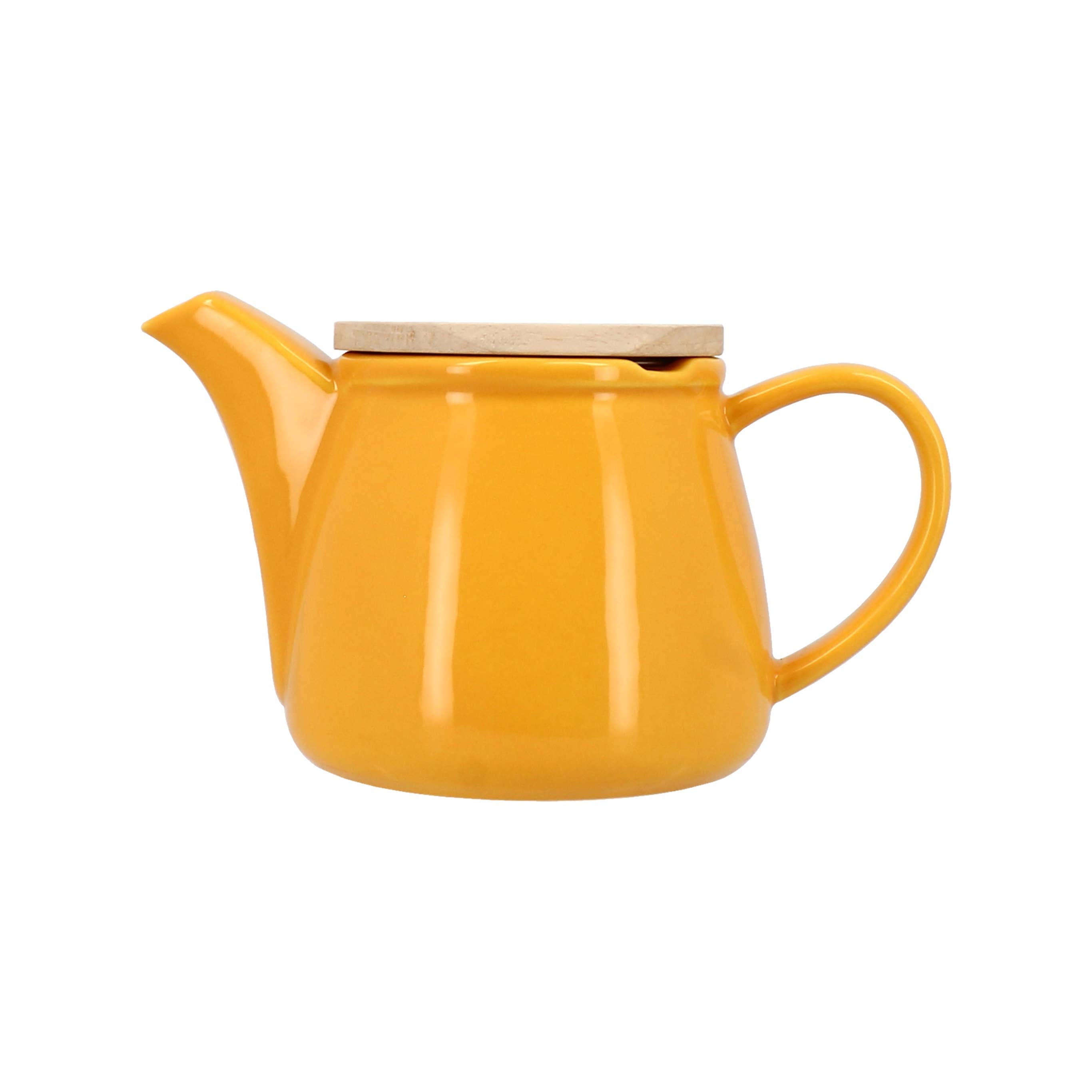 Anna 500ml yellow stoneware teapot with bamboo lid