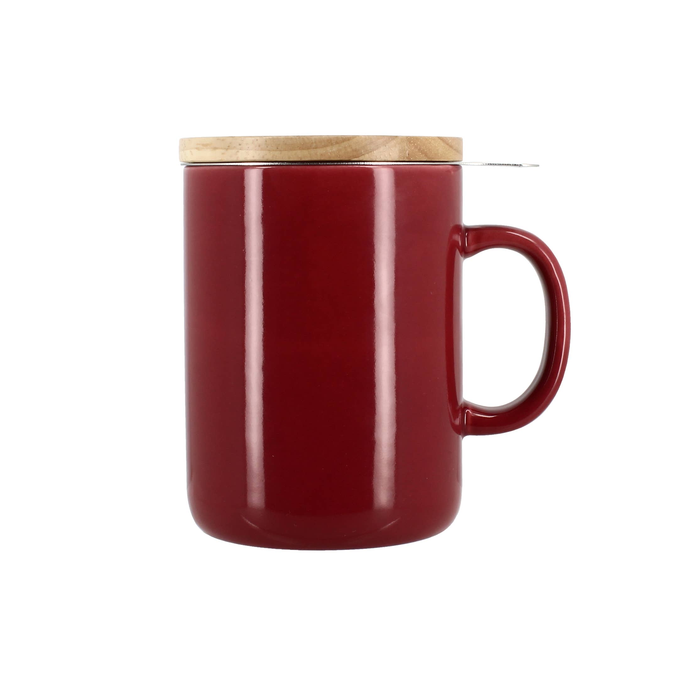 Anna 350ml magenta stoneware tea pot with wooden lid