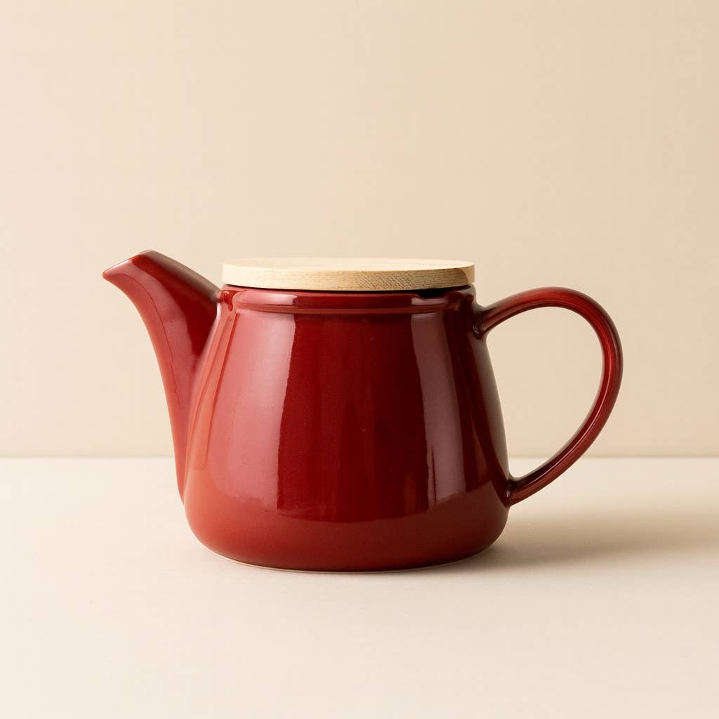 Anna 500ml magenta stoneware teapot with bamboo lid