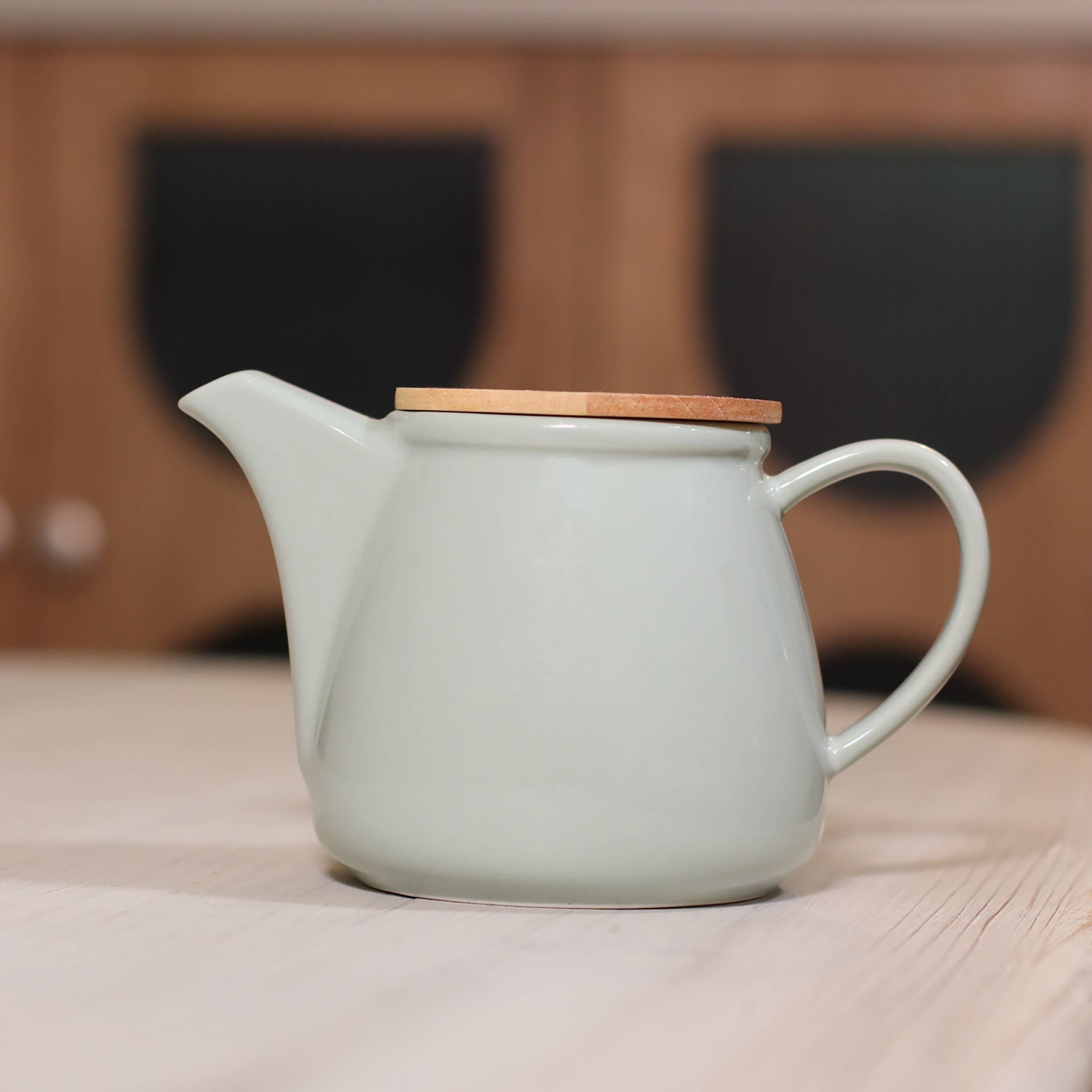 Anna celadon stoneware teapot with bamboo lid