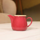 Anna magenta stoneware teapot with bamboo lid