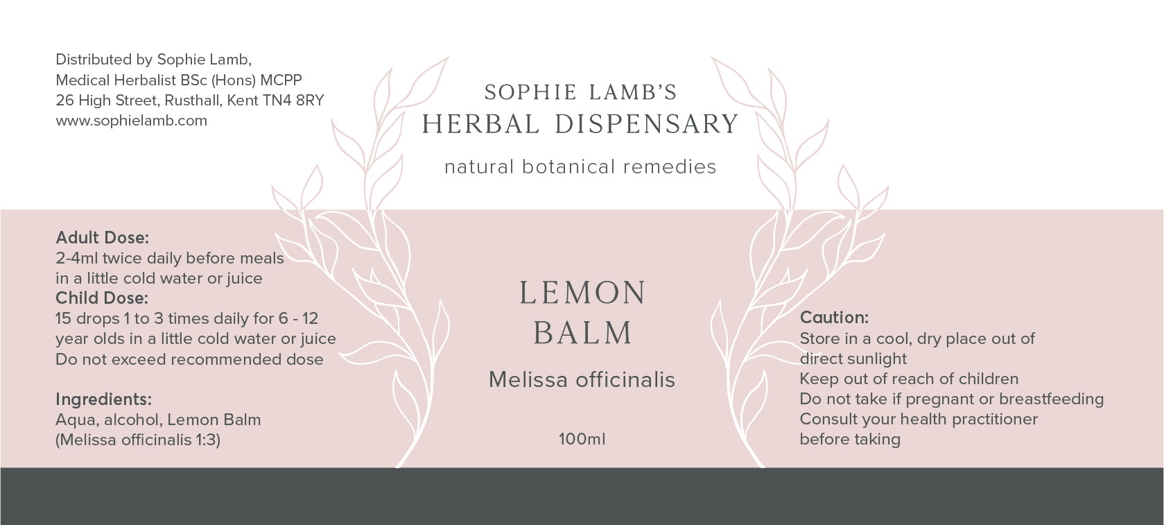 Sophie Lamb’s Herbal Dispensary Lemon Balm