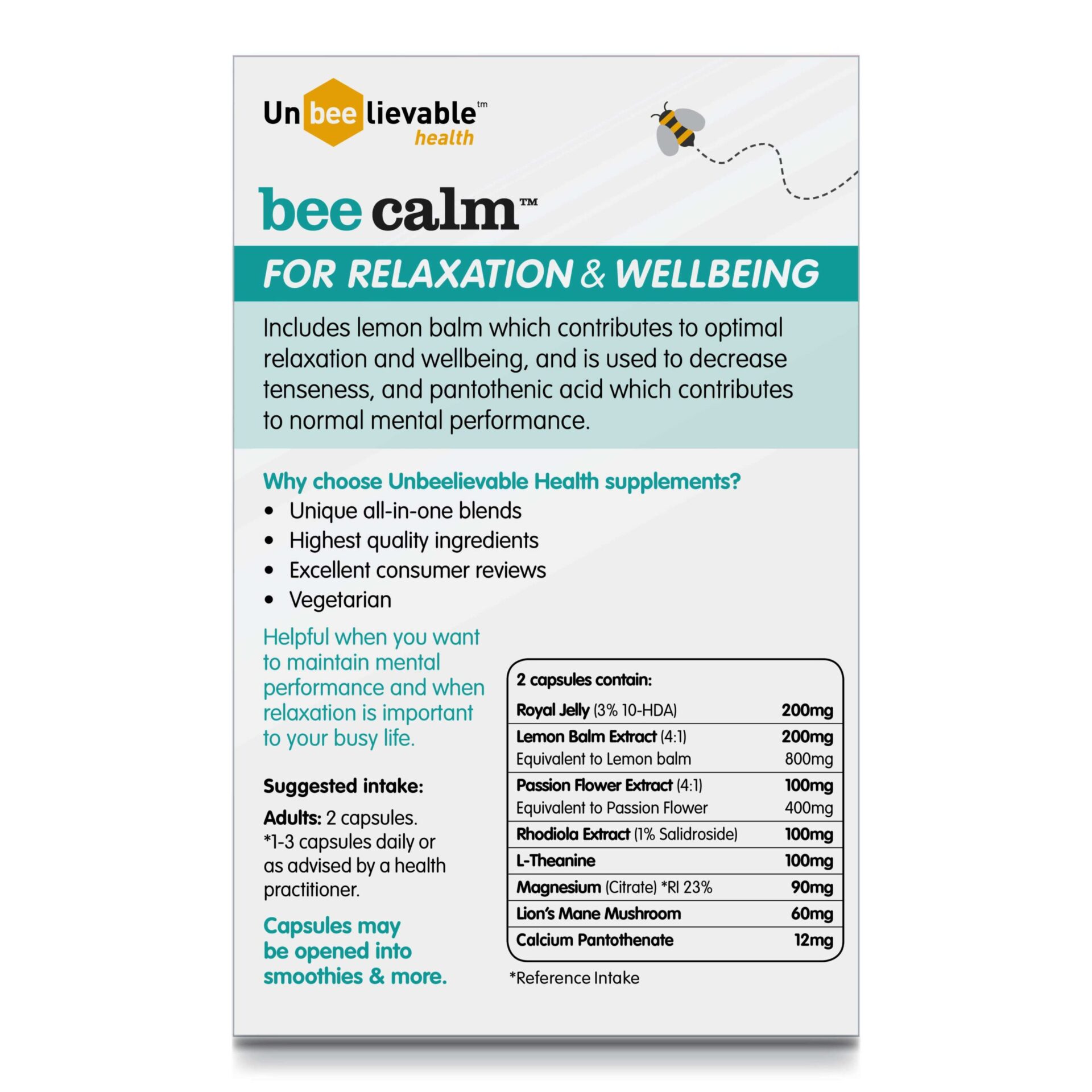 Unbeelievable Health Bee Calm for Relaxation and Wellbeing