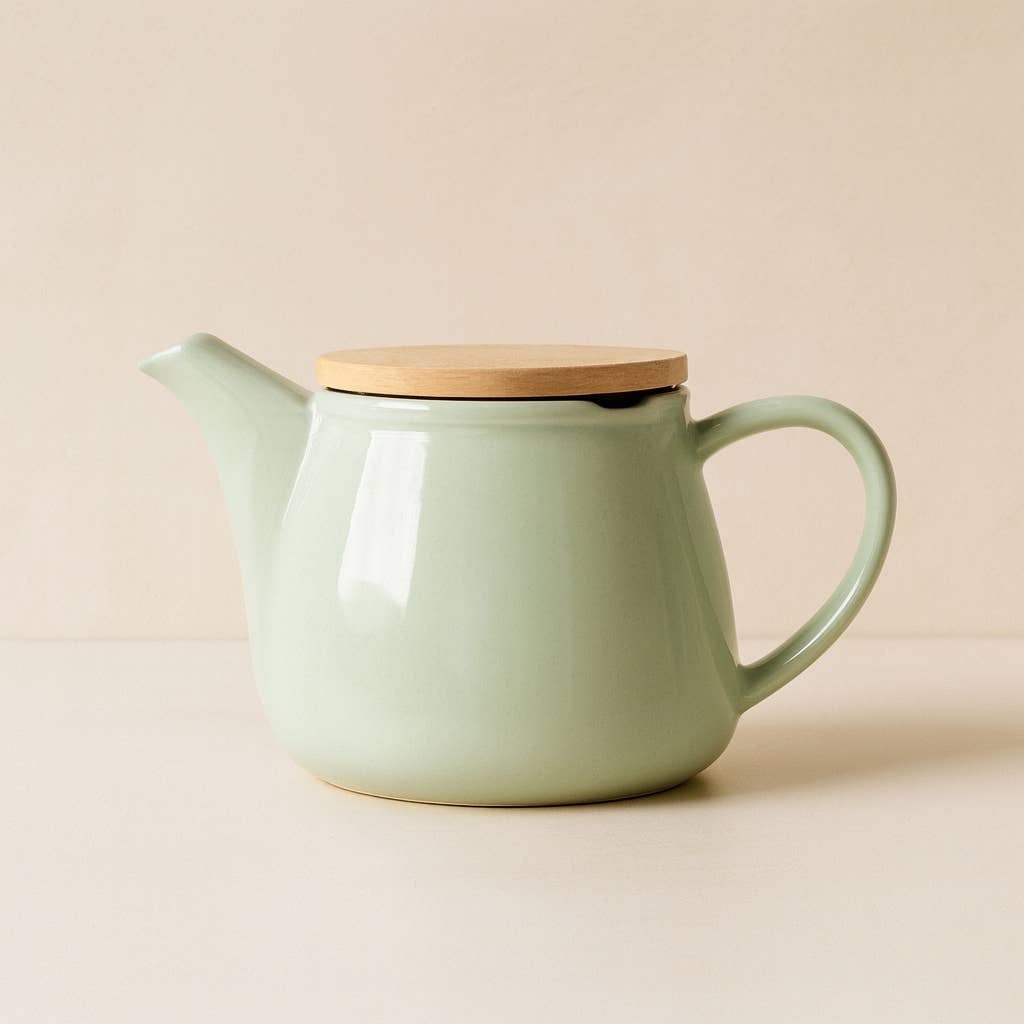 Anna celadon stoneware teapot with bamboo lid