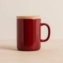 Anna 350ml magenta stoneware tea pot with wooden lid