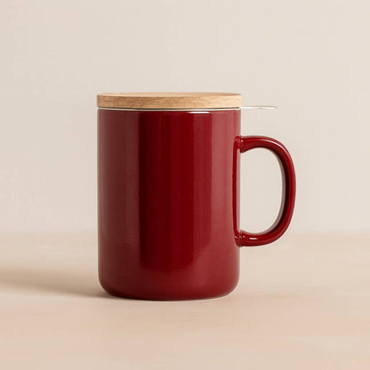 Anna 350ml magenta stoneware tea pot with wooden lid