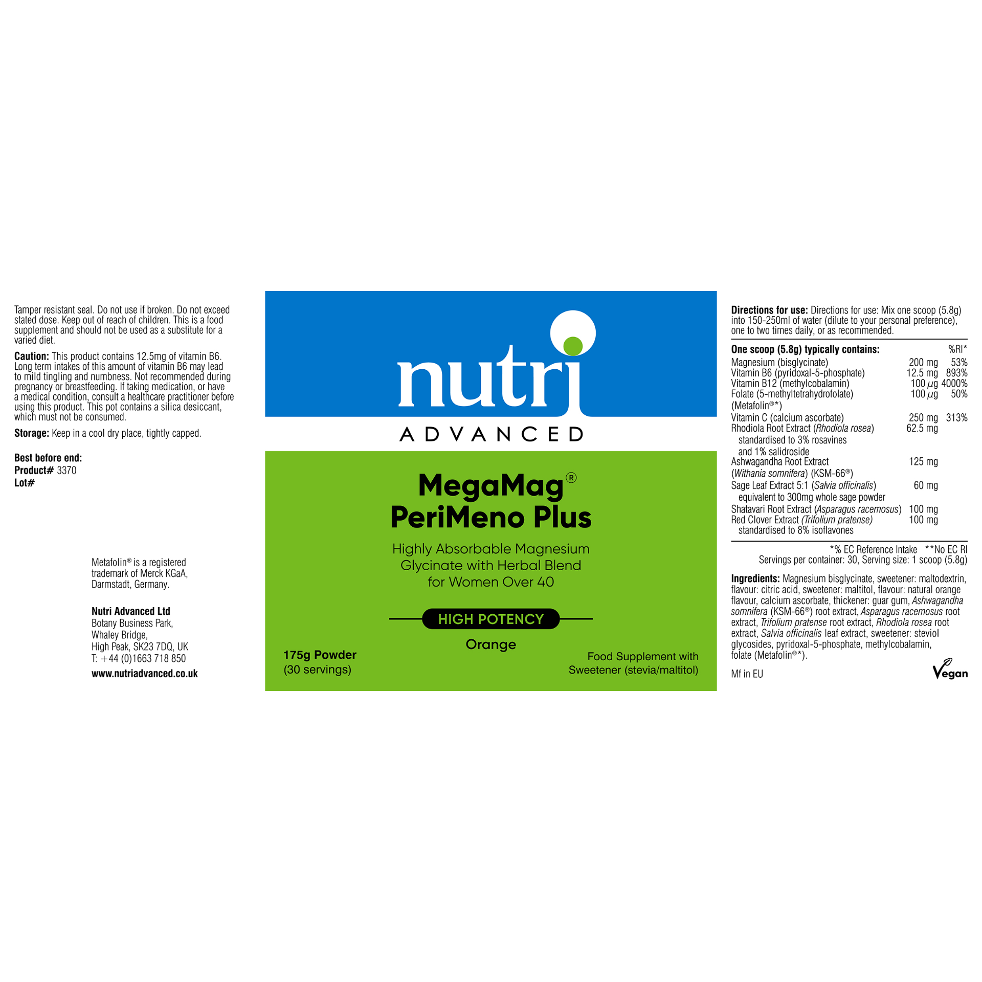 Nutri Advanced MegaMag PeriMeno Plus Powder